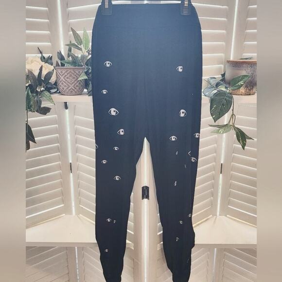 MICHAEL LAUREN NEW EVIL EYE BLACK JOGGERS SIZE MED - Picture 1 of 5